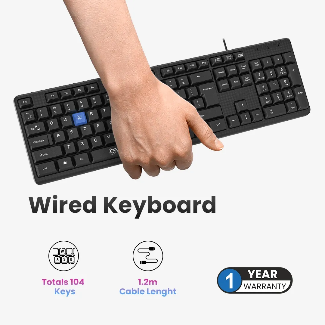 EVM Wired Keyboard Black (EVM-WDK-216) view 3